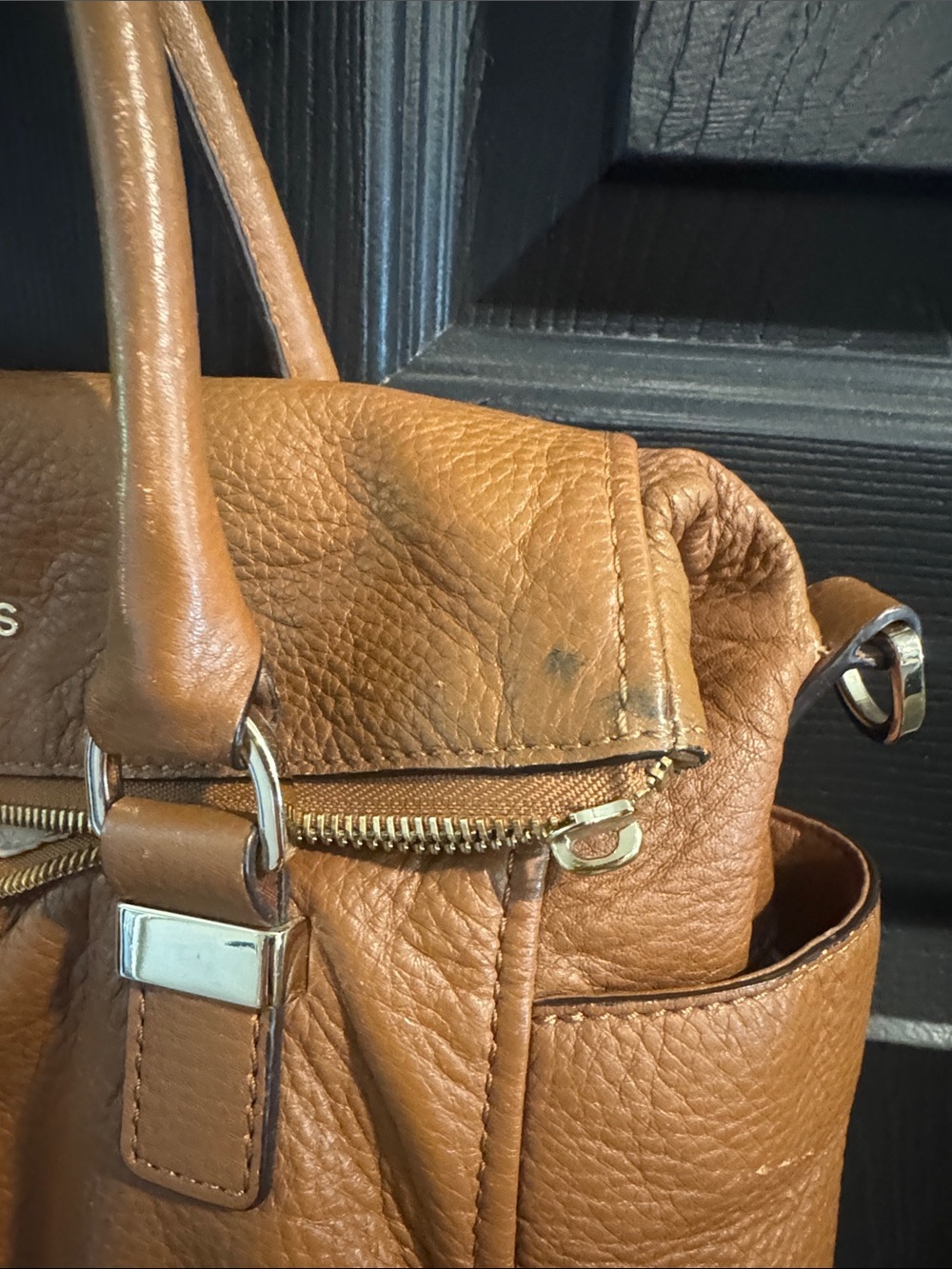 Michael Kors Cognac Leather Satchel with Gold Hardware - Picture 2 of 10